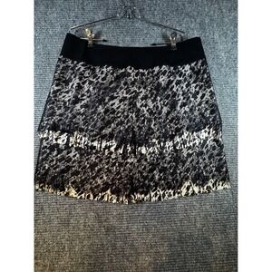 Ann Taylor Women's Cocktail Mini Skirt Black White Pleated Size 14‎